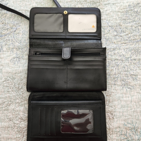 Liz Claiborne Leather Small Black Crossbody with Gold Detail - Picture 3 of 8